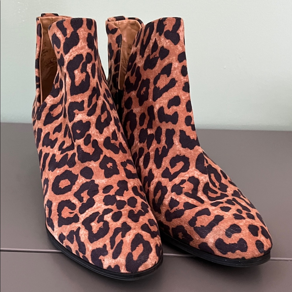 Franco Sarto Leopard Print Ankle Boots - 7